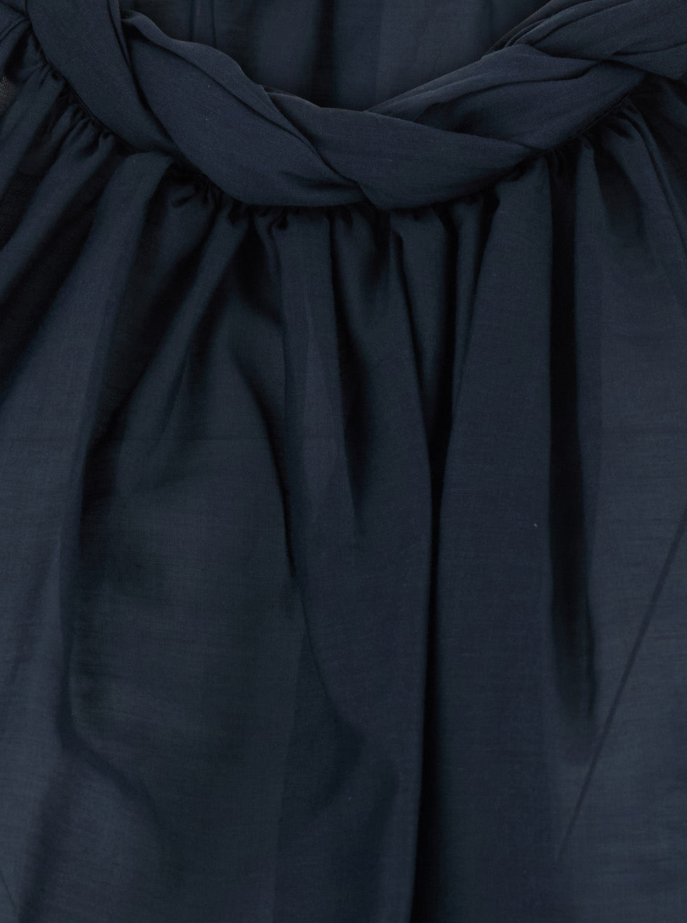Cotton Muslin Top With Intreccio Details Blue Woman Blu Tops