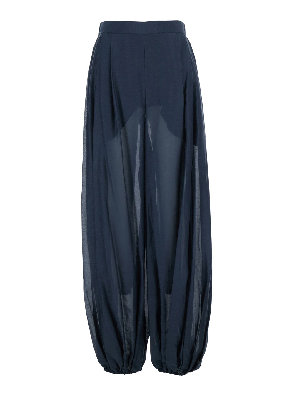 Cotton Muslin Pants With Pockets And Straight Hems Blue Women Blu Trousers