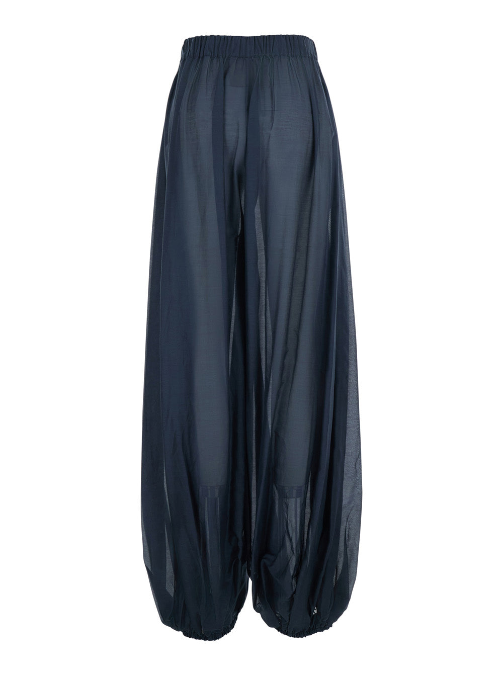Cotton Muslin Pants With Pockets And Straight Hems Blue Women Blu Trousers
