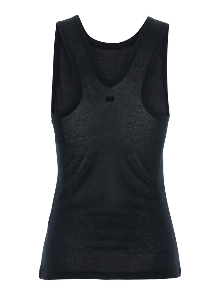 Kimmy Tank Top With Thin Straps And V-Neck Black For Women