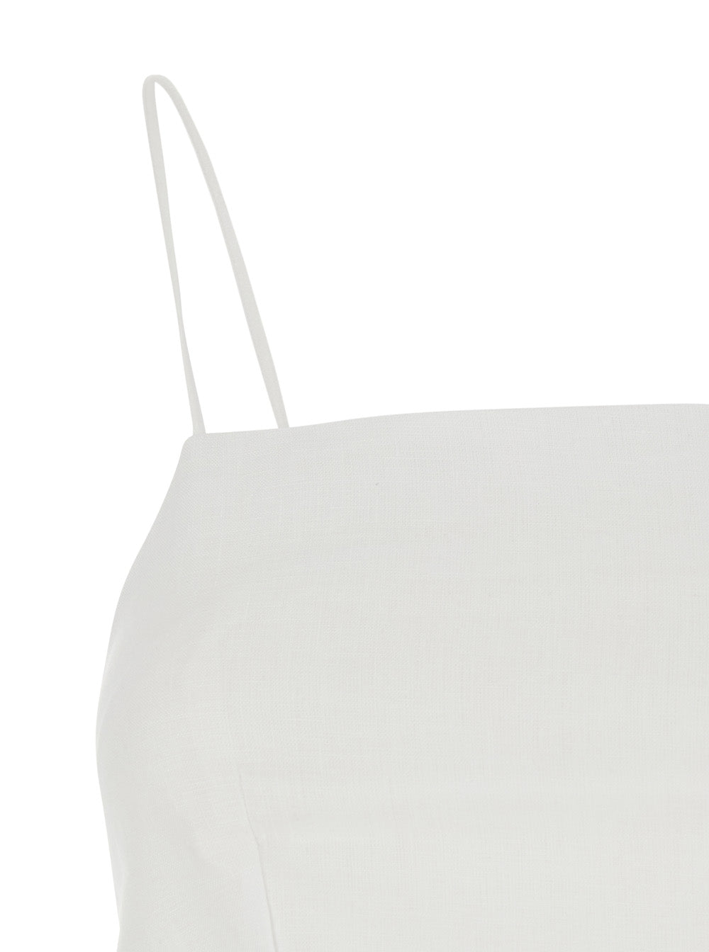 Linen Top With Short Sleeves And Round Neckline, White, Women Tops