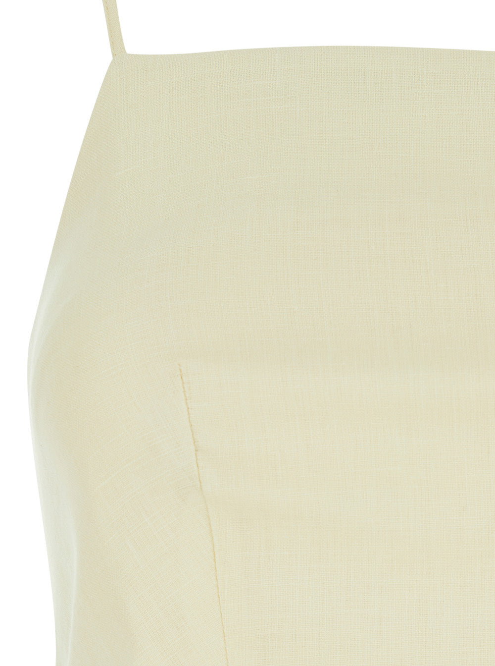 Top Linen Yellow With Short Sleeves And V-Neck For Women Tops