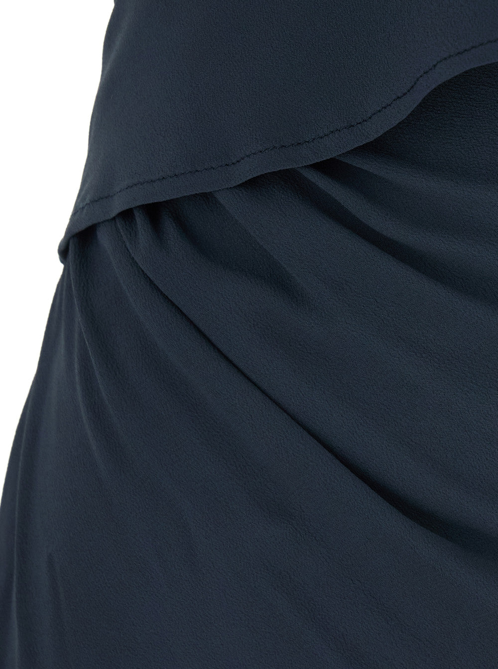 Long Dress Crepe De Chine Blue With V-Neck And Short Sleeves Silk For Women Blu Acetate