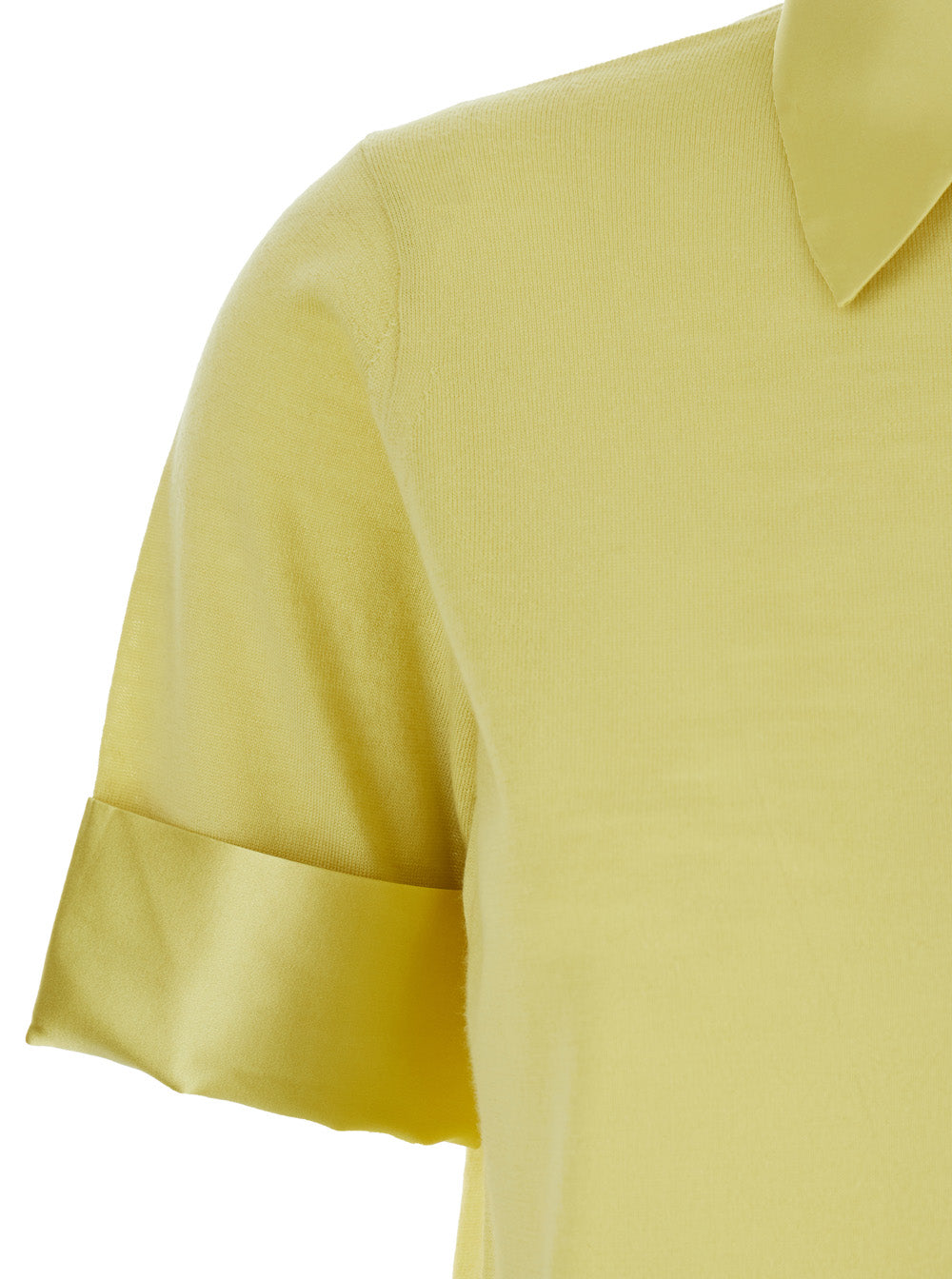 Yellow Womens Polo with Classic Collar and Cuffed Sleeves in Wool Virgin Tshirts Shirts