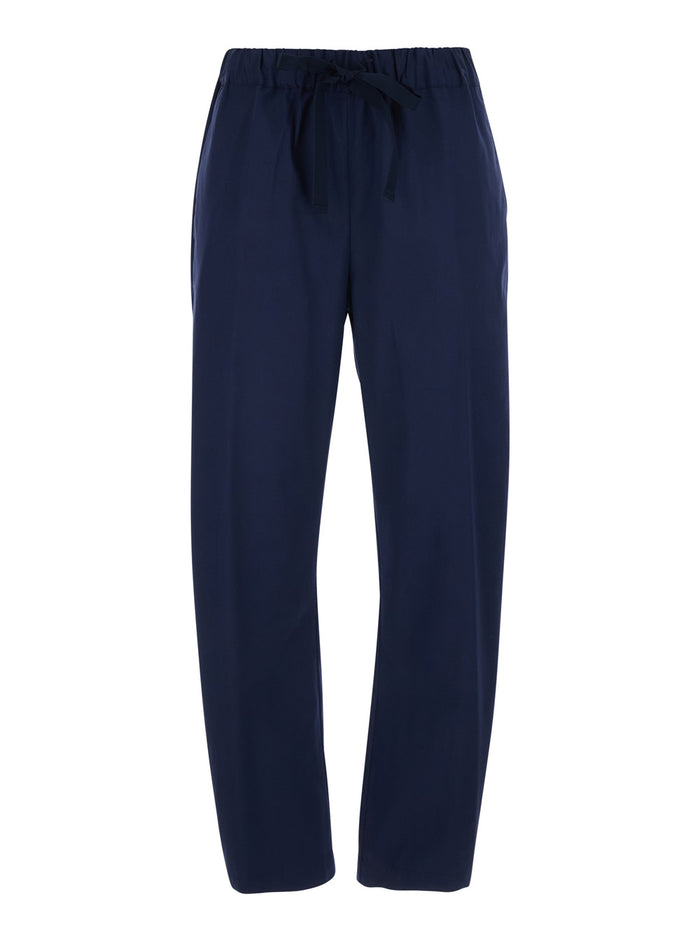 Buddy Stretch Cotton Drawstring Pants Blue Women Blu Elastane Trousers