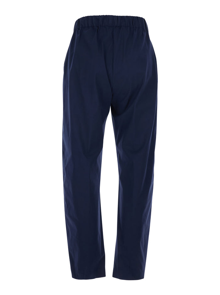 Buddy Stretch Cotton Drawstring Pants Blue Women Blu Elastane Trousers