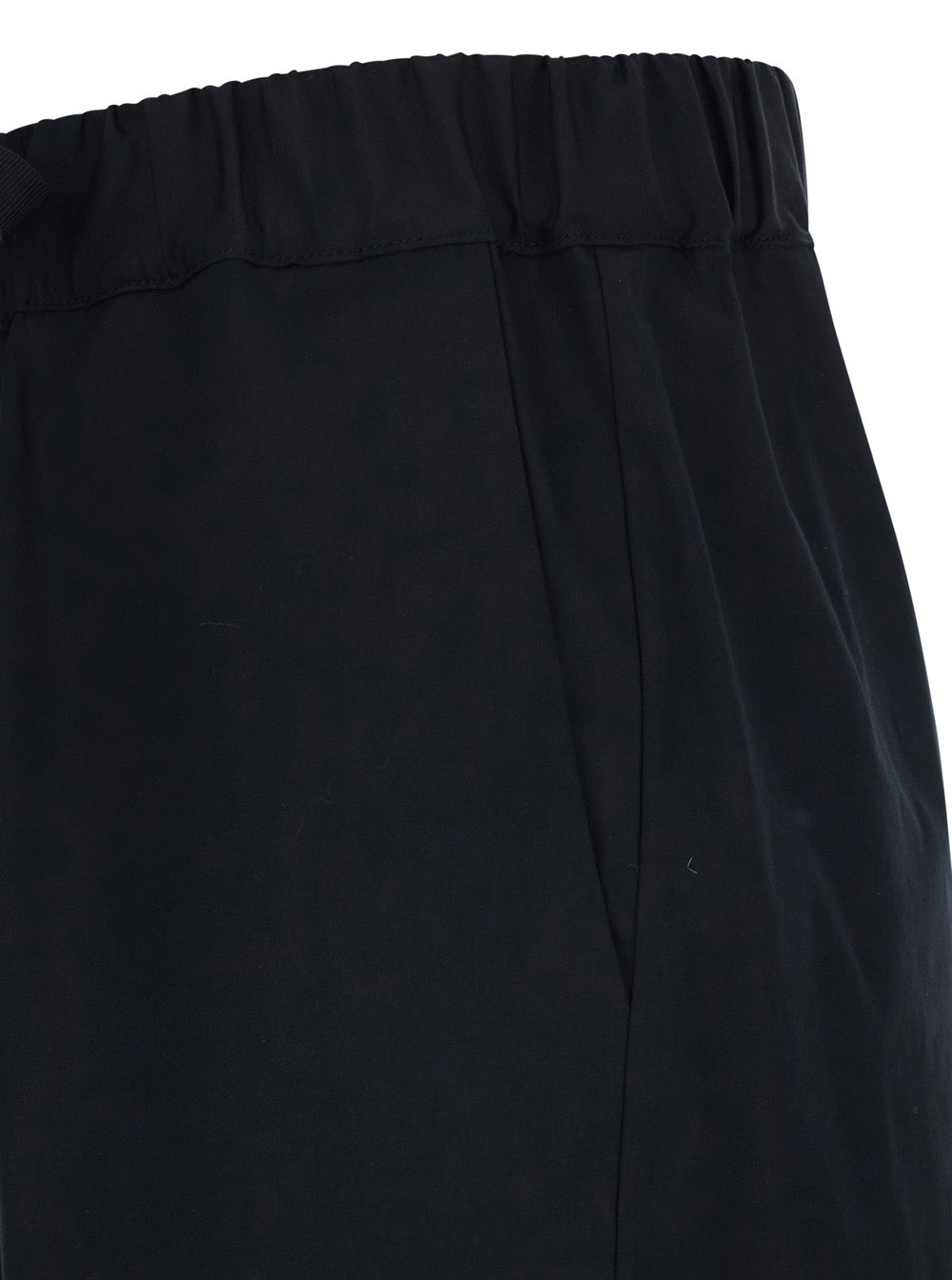Buddy Pants with Elastic Waist and Drawstring in Black Stretch Cotton for Women Elastane Trousers