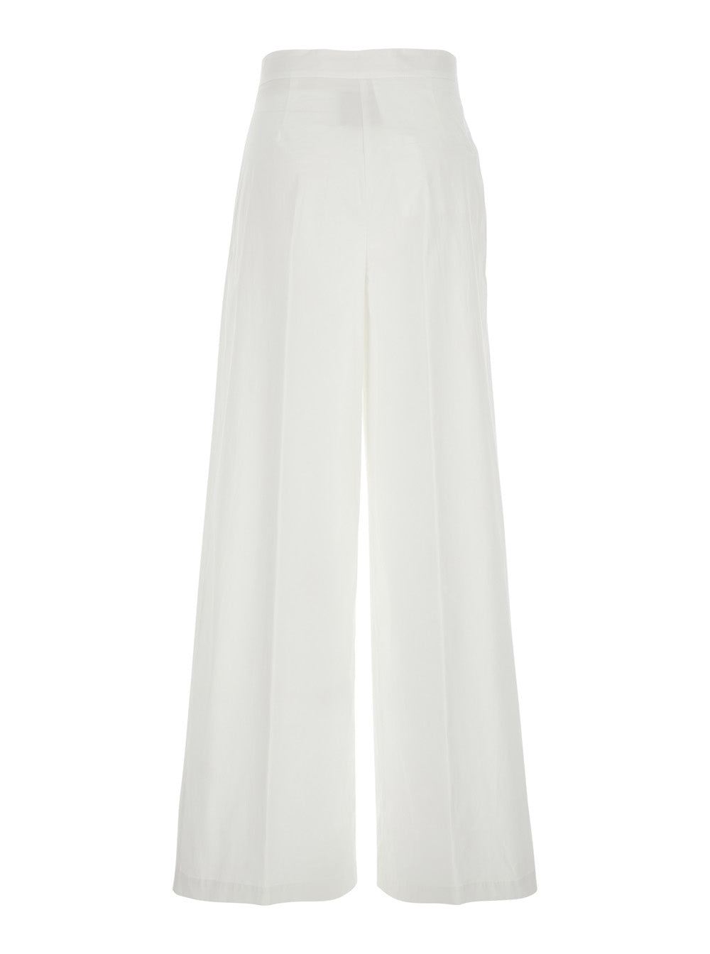 Buddy Pants with Button and Zip Closure at the Front in White Stretch Cotton for Women Elastane Trousers