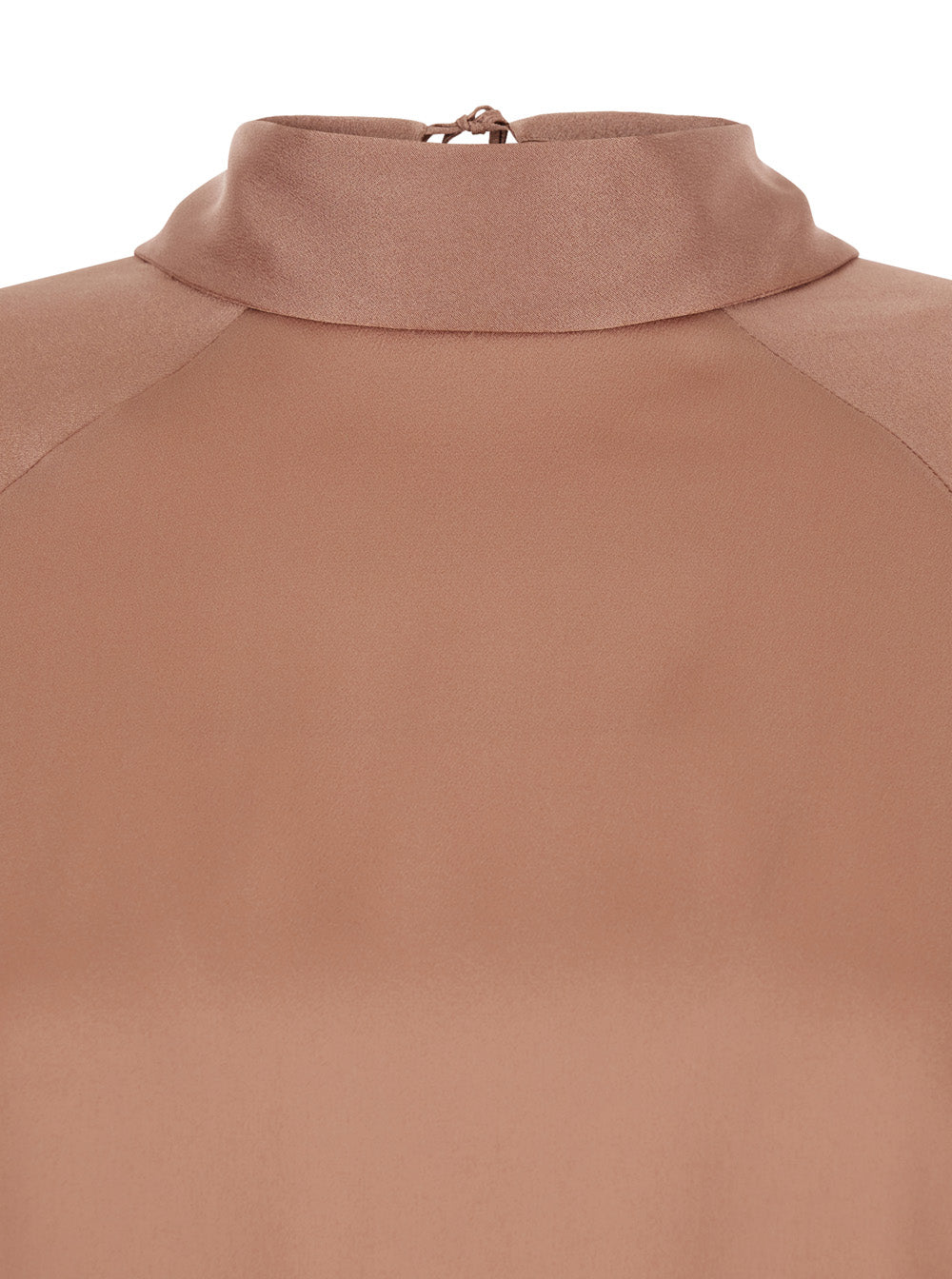 Round Neck Blouse with V-Neck at the Back and Bow Closure in Silk Blend Pink Women Acetate Shirts Blouses