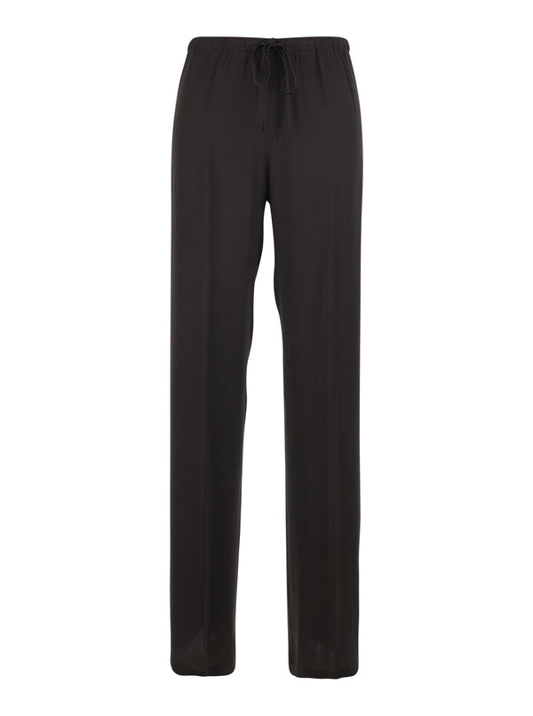Trousers Silk-Blend Brown Acetate