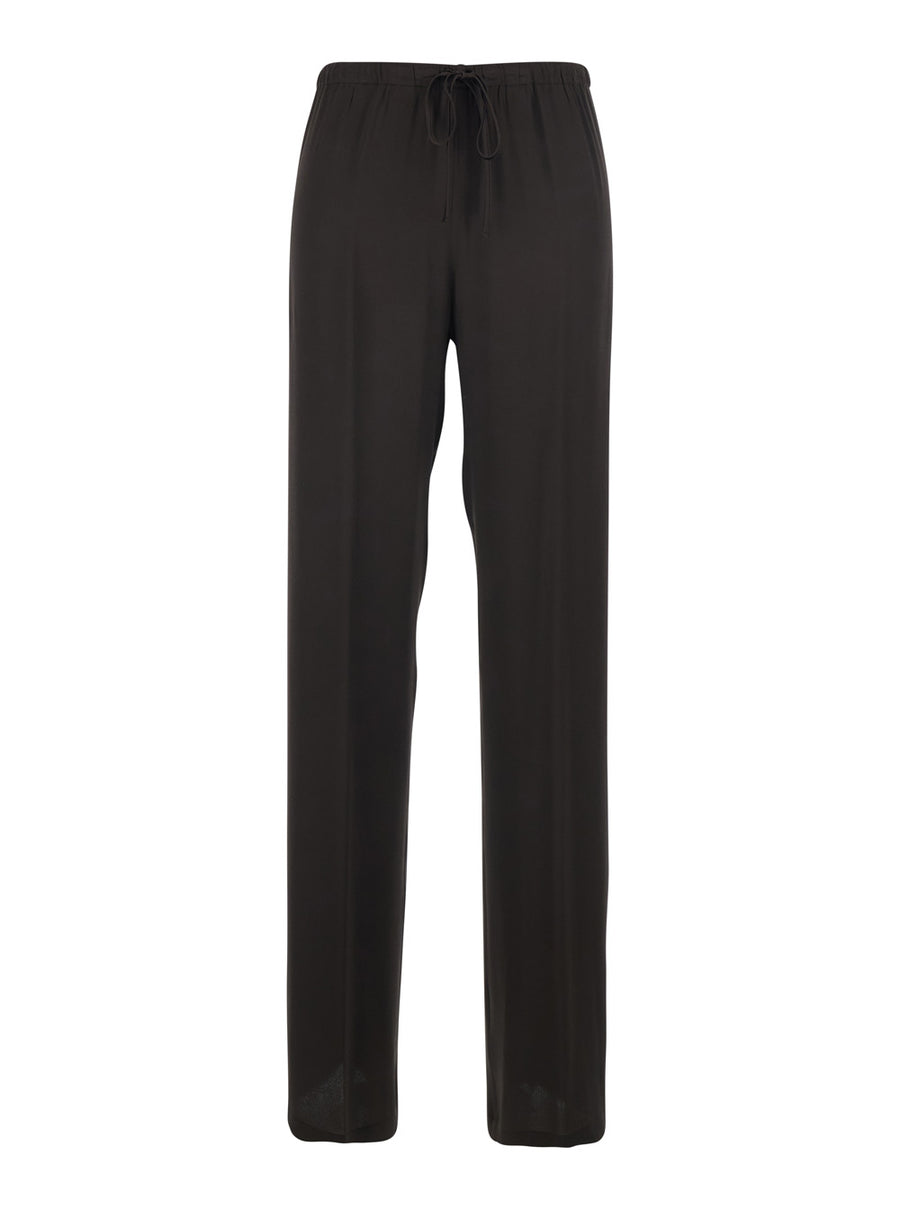 Trousers Silk-Blend Brown Acetate