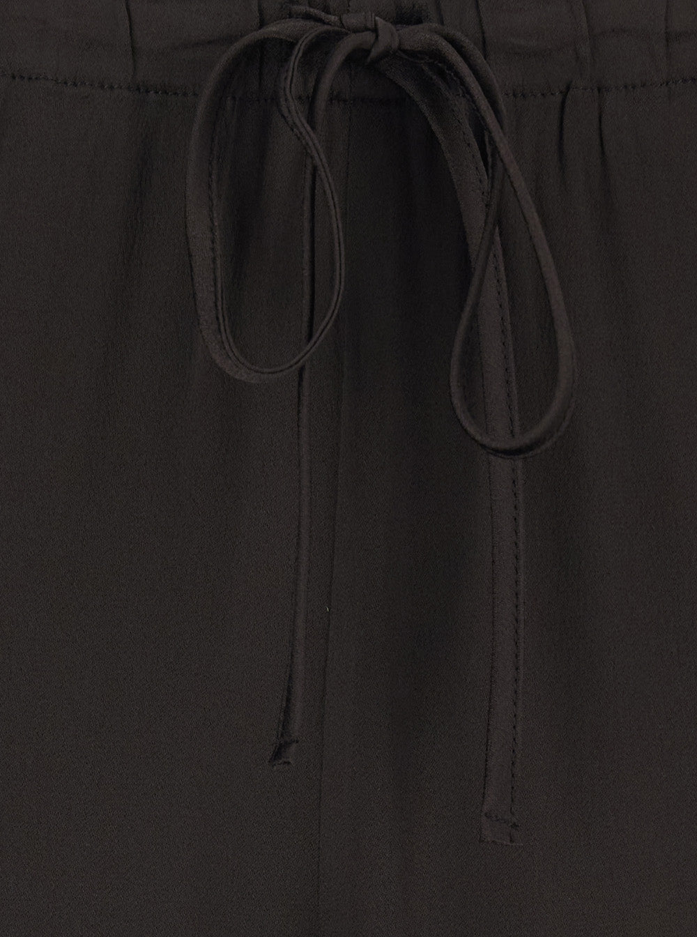 Brown Silk Blend Pants with Elastic Waist and Drawstring for Women Acetate Trousers