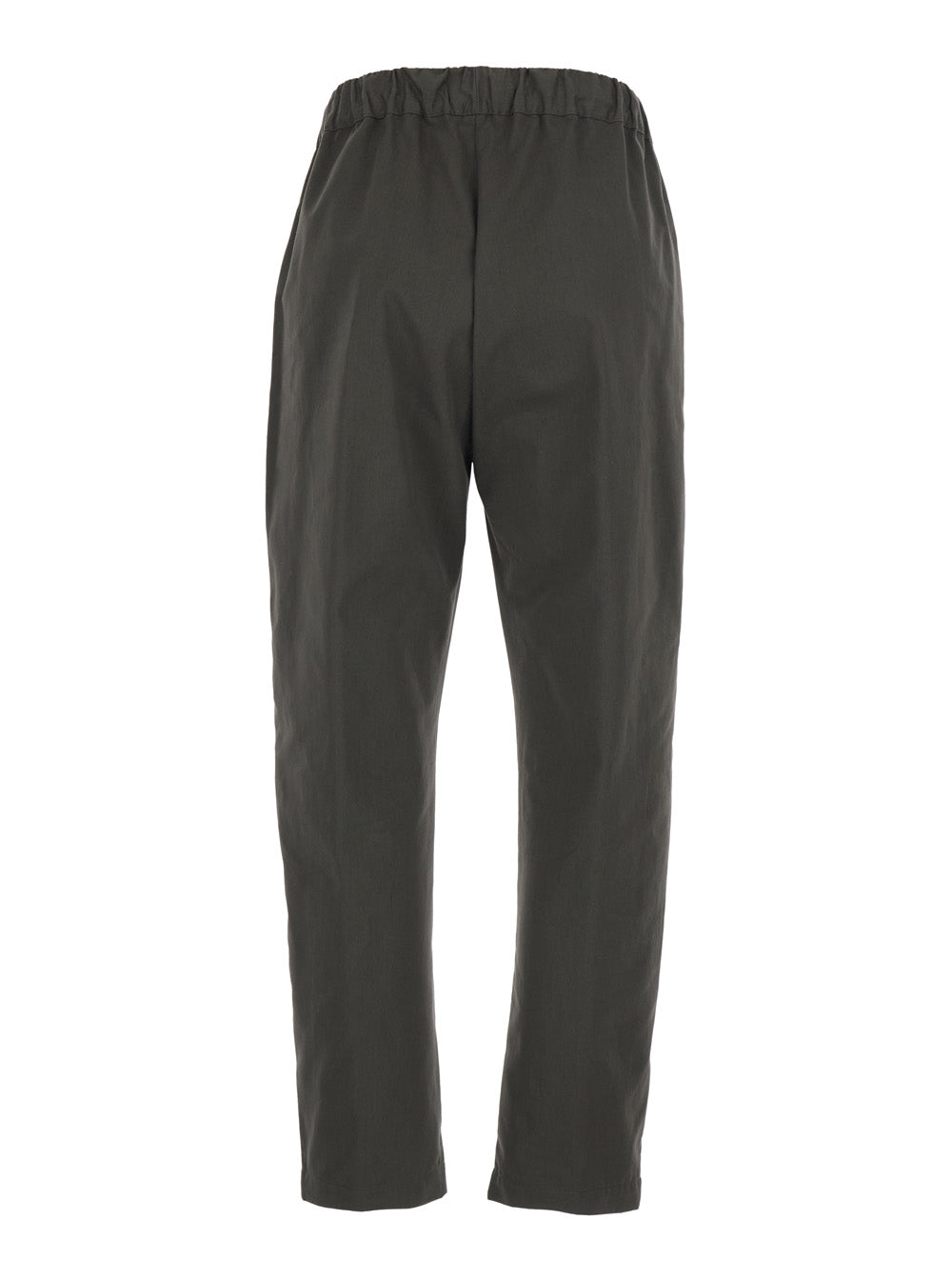 Green Pants with Elastic Waist and Cotton Drawstring for Women Trousers