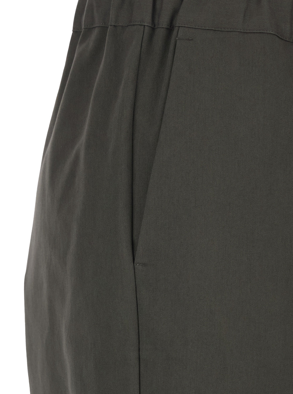 Green Pants with Elastic Waist and Cotton Drawstring for Women Trousers