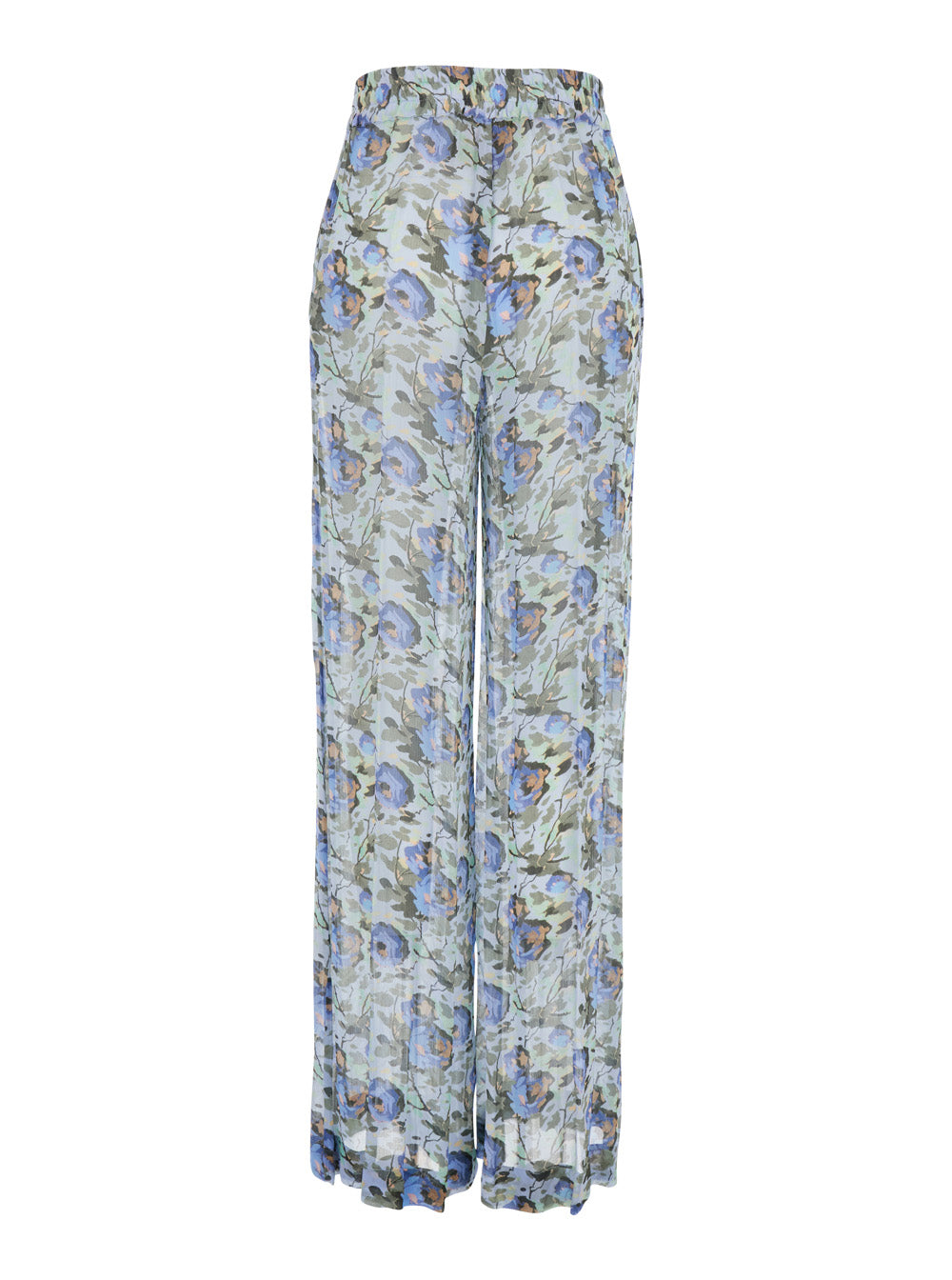 Dress PRINTED PANTS Blue with Floral Print in Viscose Women Blu Trousers