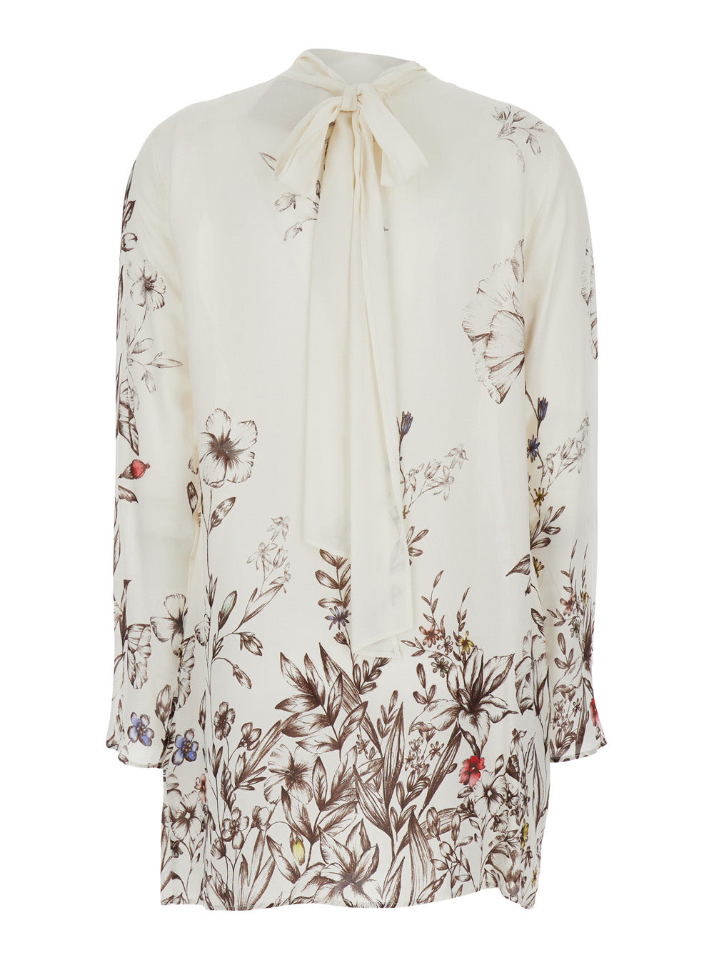 Mini Dress Floeale Crew Neck With Bow Closure On The Back White Viscose For Women