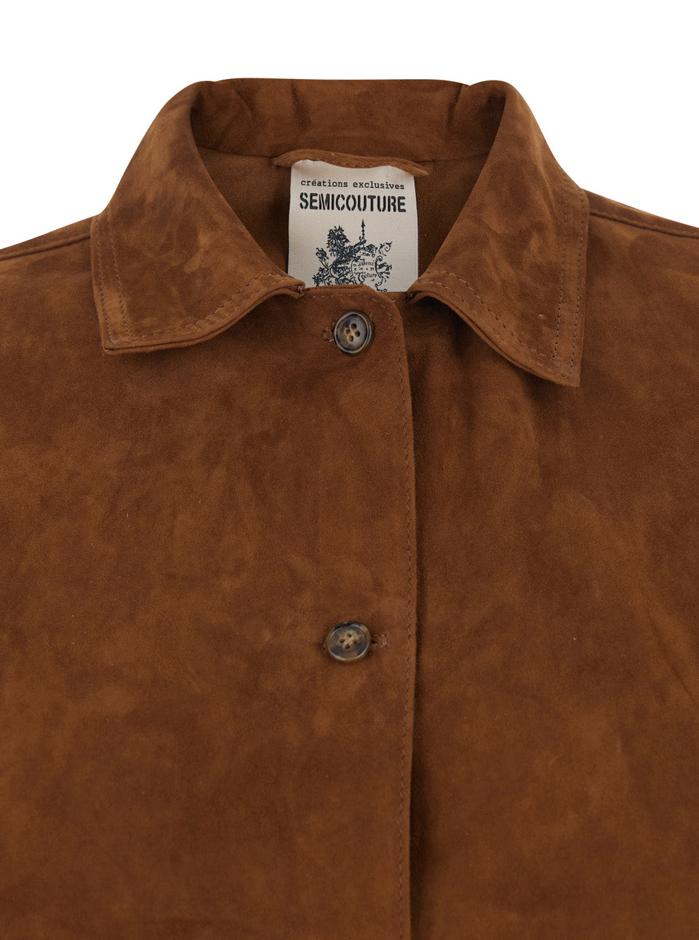 Brown Suede Classic Collar Shirt for Women And Blouses