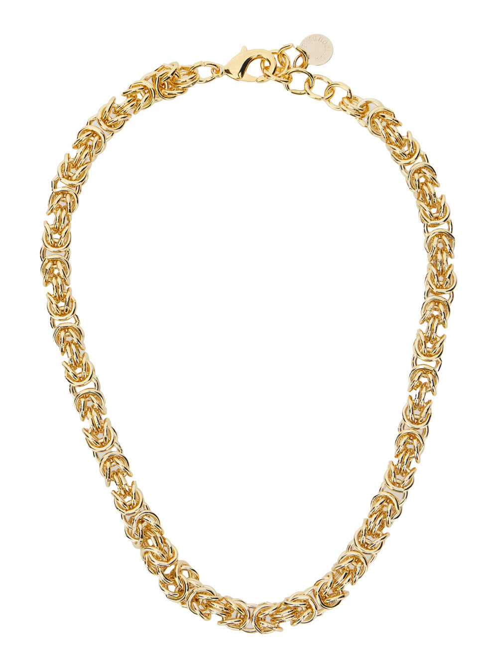 Chain Necklace with Claw Clasp Closure on the Back and Brass Logo Charm for Women Metallic Necklaces