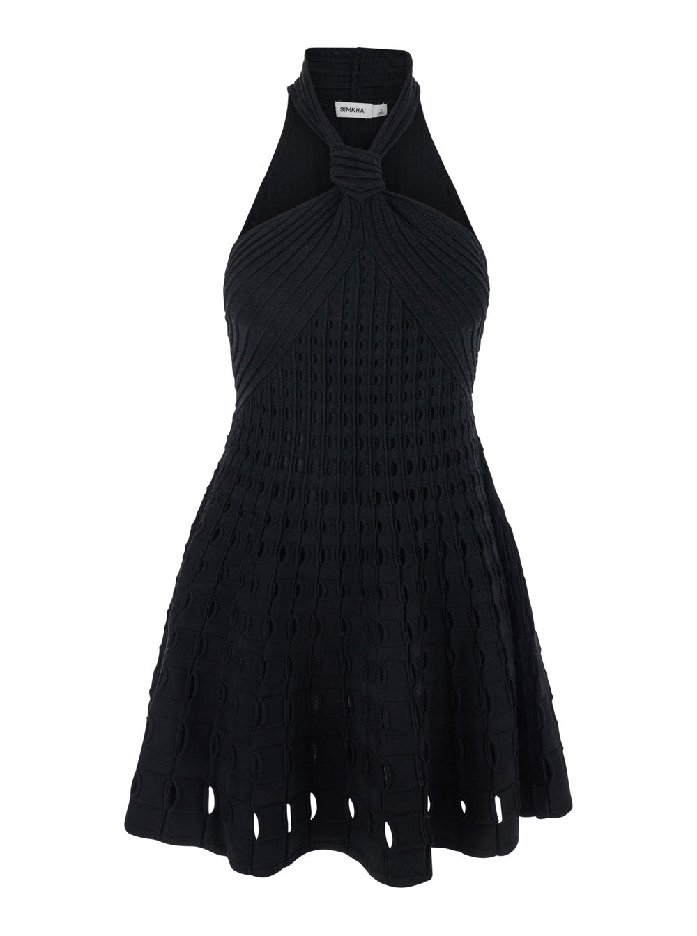 Short Dress Jenna With Flared Design And Perforated Details Black Tech Fabric For Women
