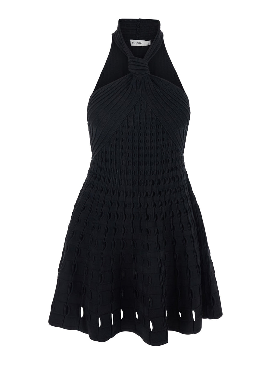Short Dress Jenna, Black Tech Fabric