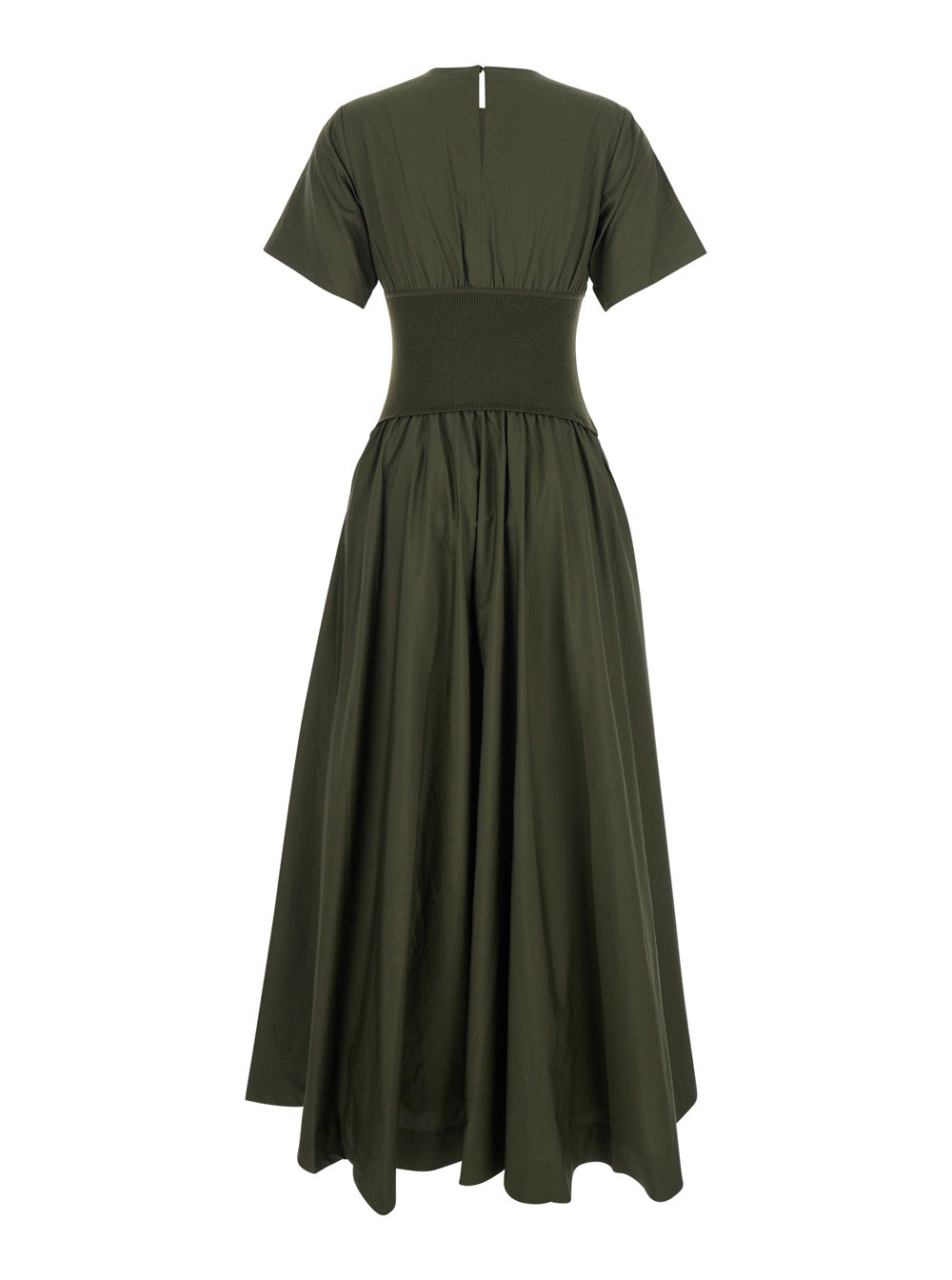 Dress Wrenna Crew Neck With Elasticized Waist And Ruffled Cotton Skirt Green Women Long