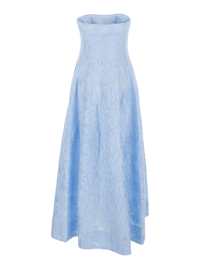 Dress TIDEPOOL Blue with all-over embroidery design and removable straps in cotton blend Women Light Nylon Polyester Long