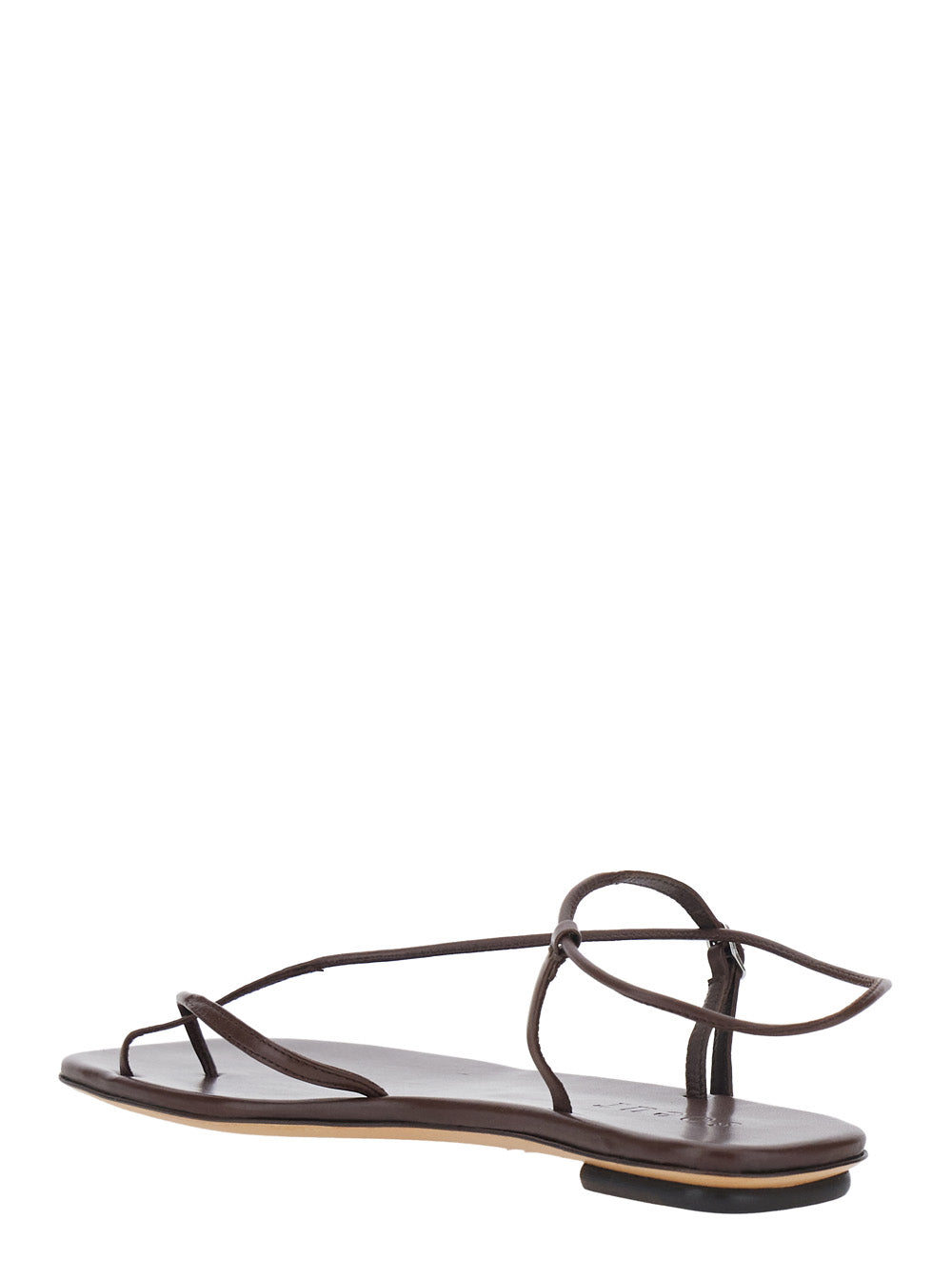 Brown Leather Sandals with Logo Imprinted on Insole for Women Cow Flat Shoes