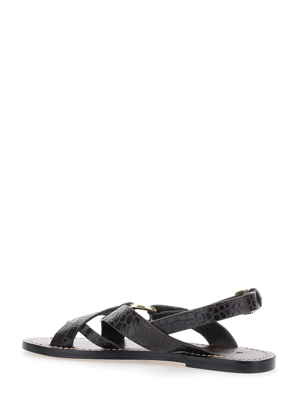 FLORENCE Brown Leather Sandals for Women Cow Flat Shoes