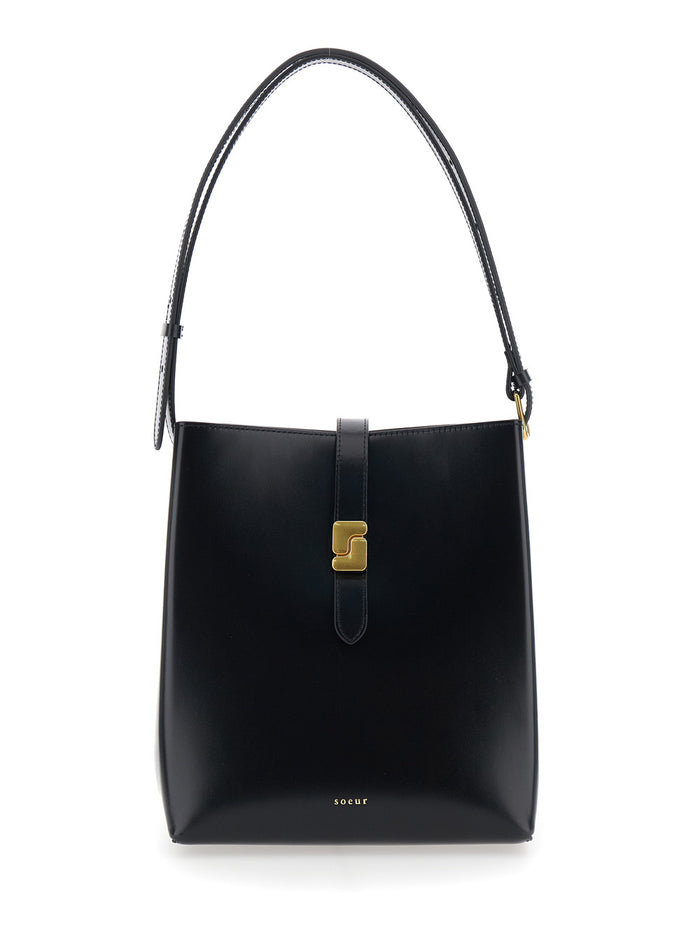 Shoulder Bag Bello With Black Leather Details Cow