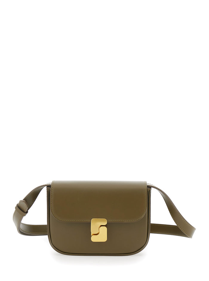 BELL Shoulder Bag with Elegant Design in Green Leather for Women Calf Crossbody