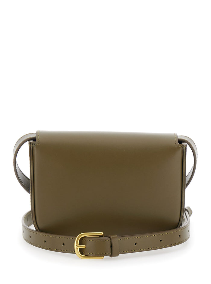 BELL Shoulder Bag with Elegant Design in Green Leather for Women Calf Crossbody