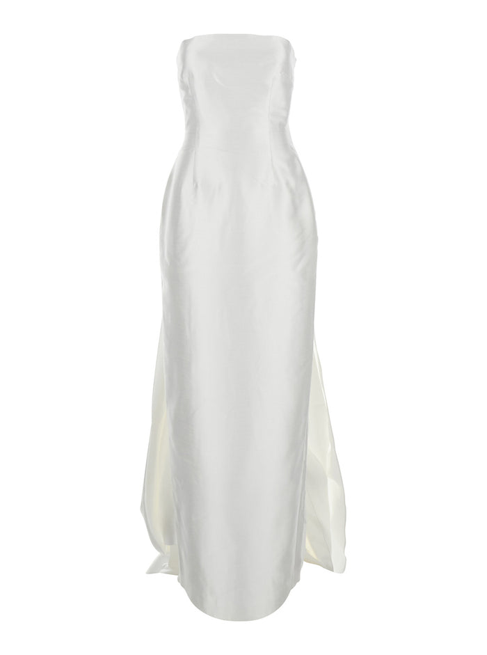 Long Dress Imani with Off Shoulders and Double Layer in White for Women Polyester Elastane