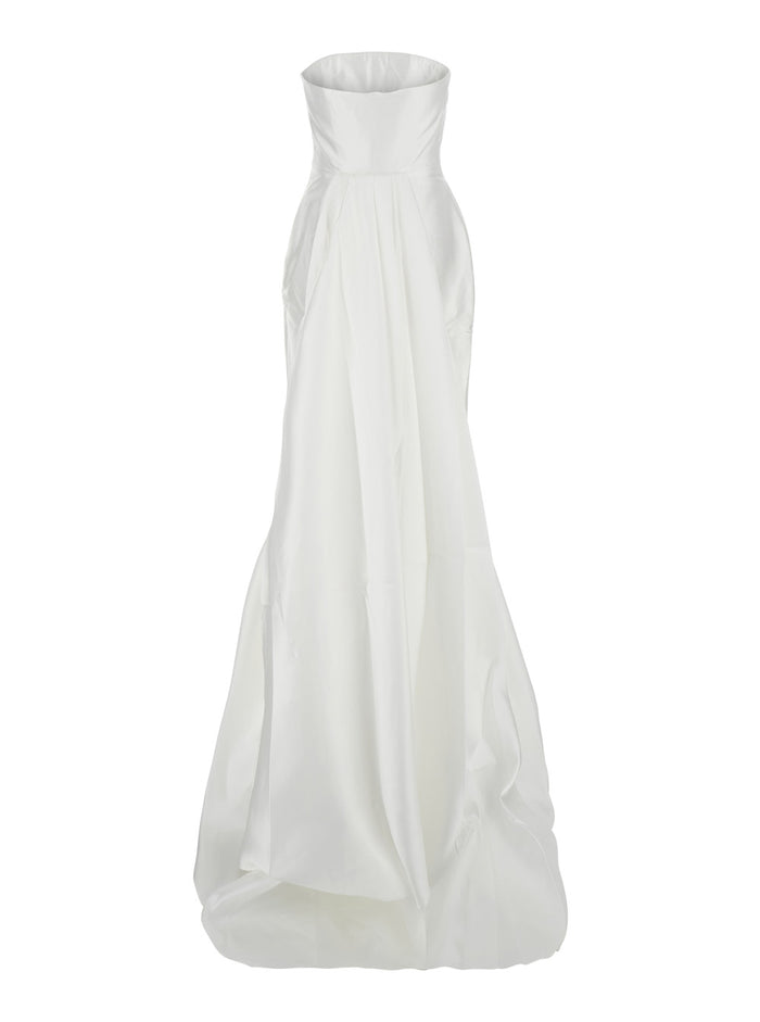 Long Dress Imani with Off Shoulders and Double Layer in White for Women Polyester Elastane