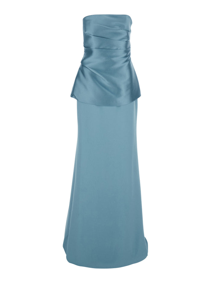 ALIA MAXI DRESS Blue Long with V Neck in Polyester for Women Light Elastane