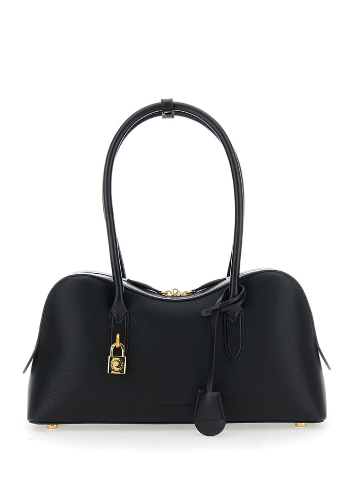 Handbag Ryder with Logo Padlock Detail and Two Top Handles in Black Ecoleather for Women Hemp Lyocell Hand Bags