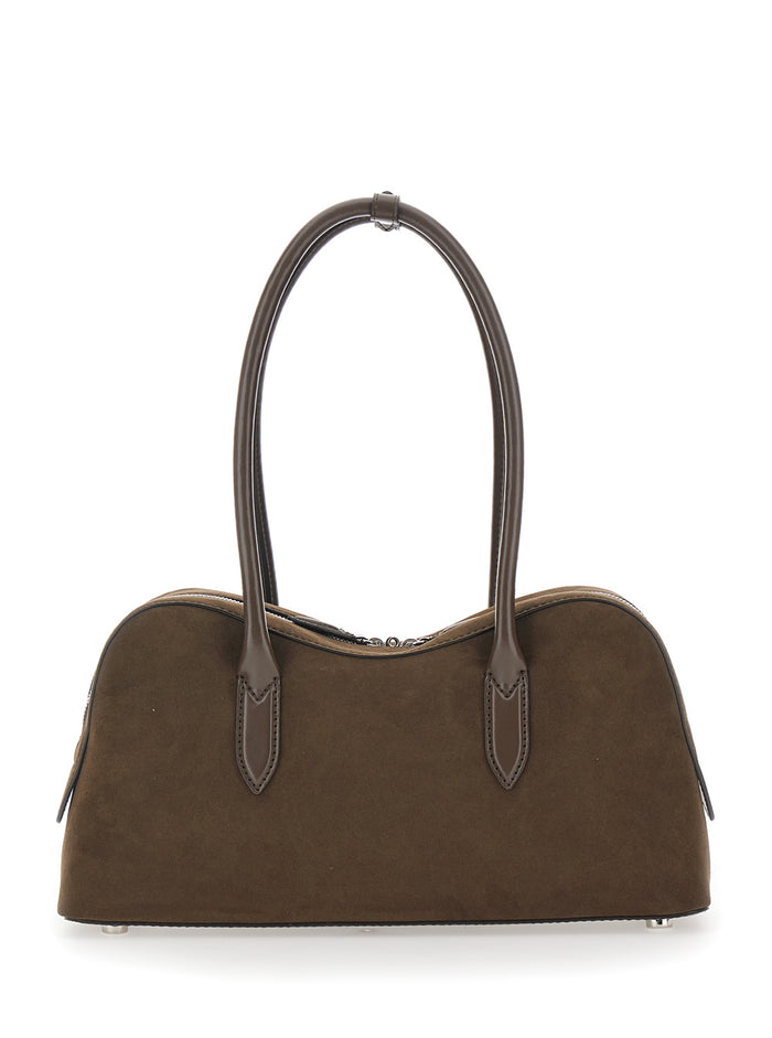 Shoulder Bag Padlock with Ecoleather Logo Detail Brown Women True Hemp Lyocell