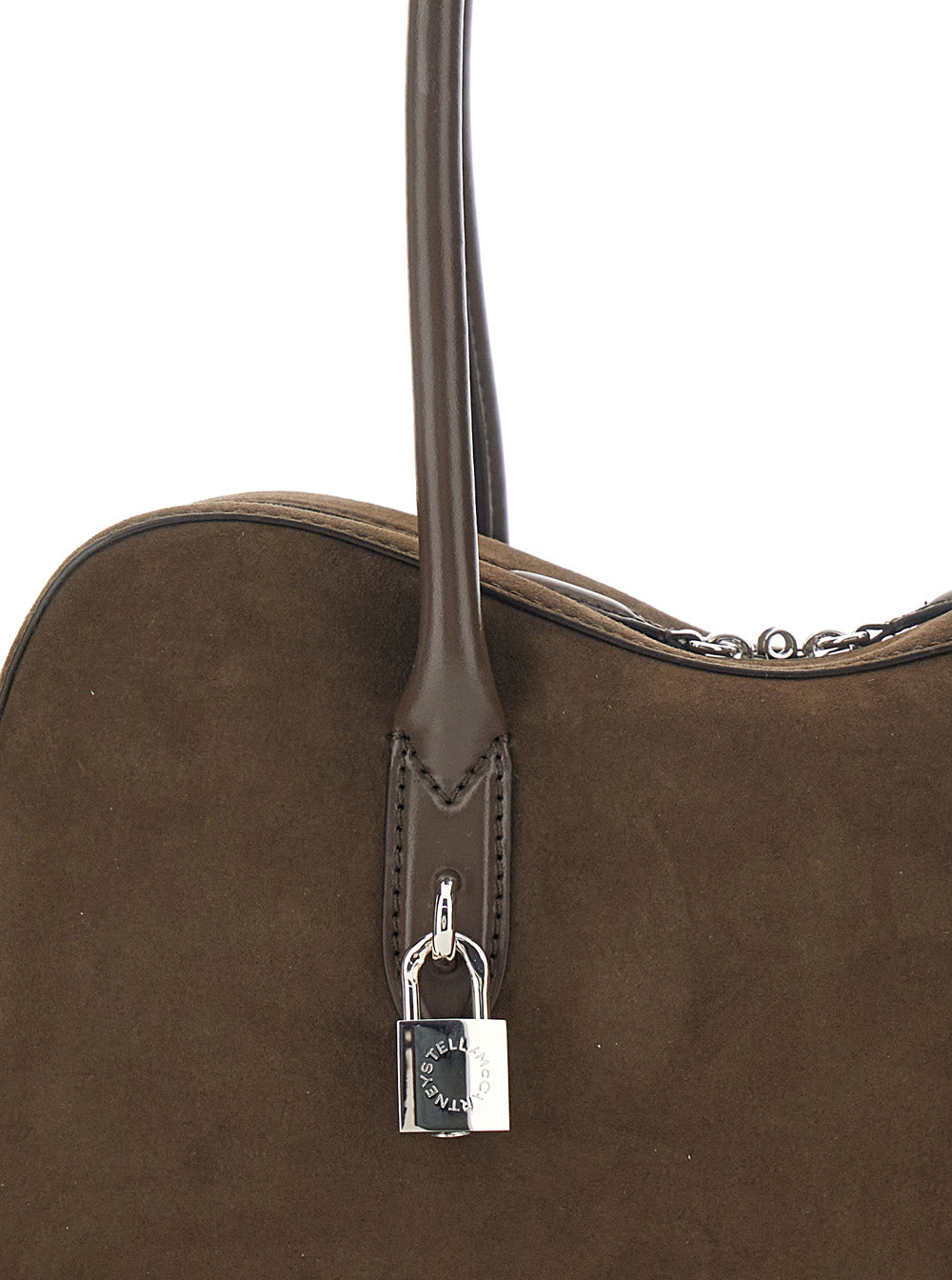 Shoulder Bag Padlock with Ecoleather Logo Detail Brown Women True Hemp Lyocell