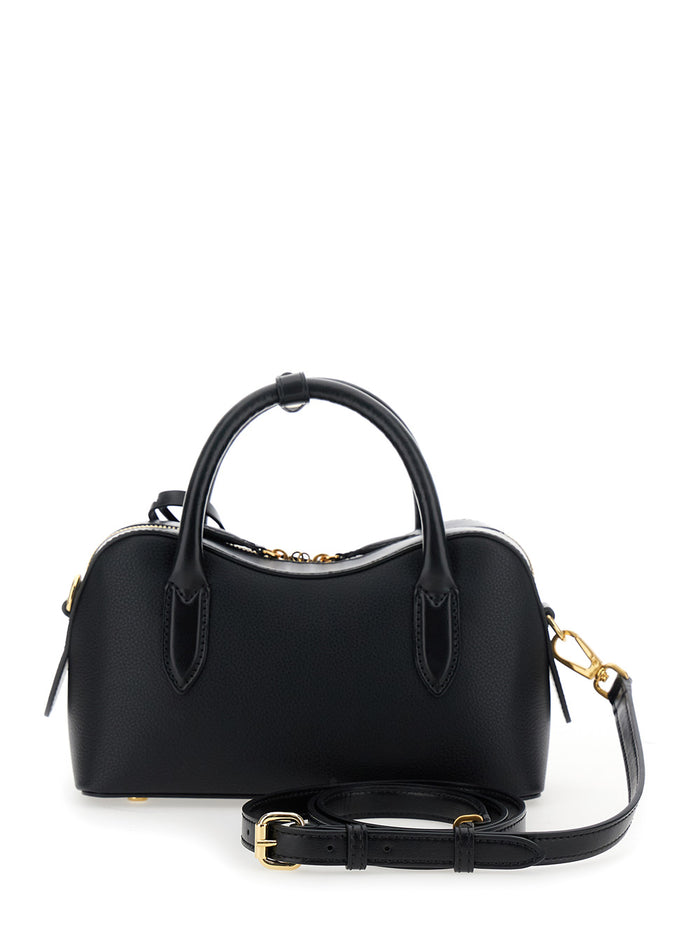 Small Ryder Handbag with Logo Lock Detail and Two Top Handles in Black Ecoleather for Women Hemp Lyocell Hand Bags