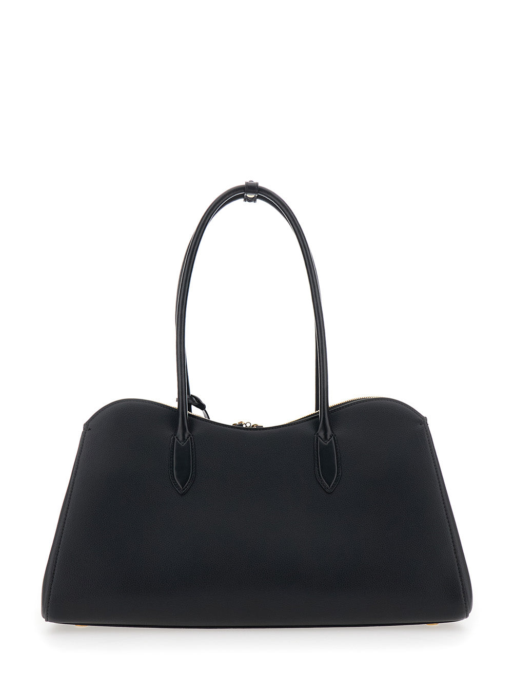 Shoulder Bag Ryder with Two Top Handles and Lock Detail on the Front in Black Ecoleather for Women True Hemp Lyocell