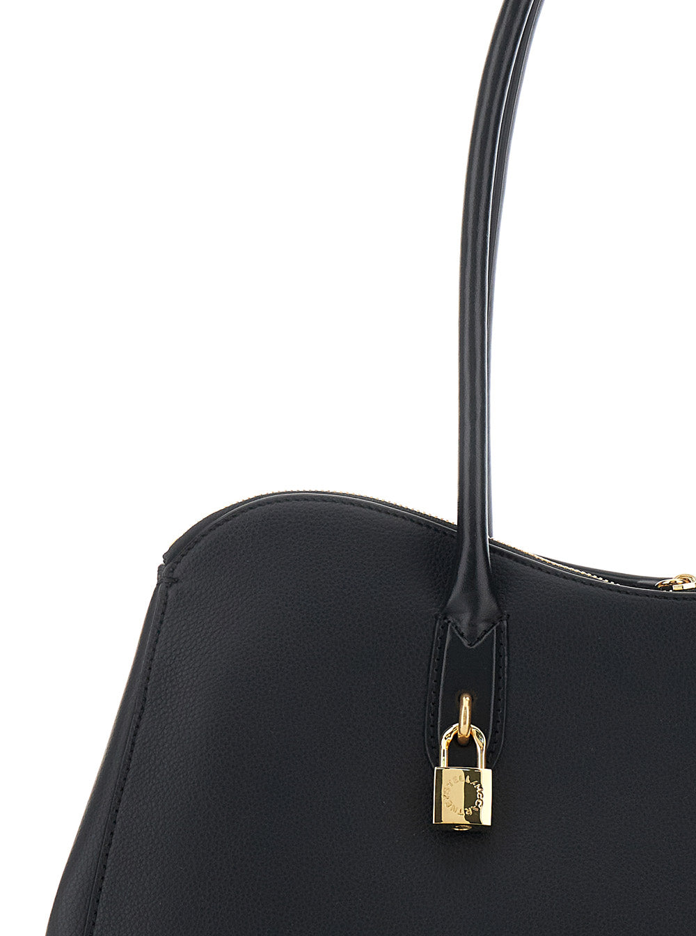 Shoulder Bag Ryder with Two Top Handles and Lock Detail on the Front in Black Ecoleather for Women True Hemp Lyocell