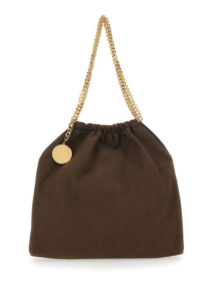 Falabella Shoulder Bag with Chain Strap and Drawstring Closure in Brown Ecoleather Polyester Crossbody
