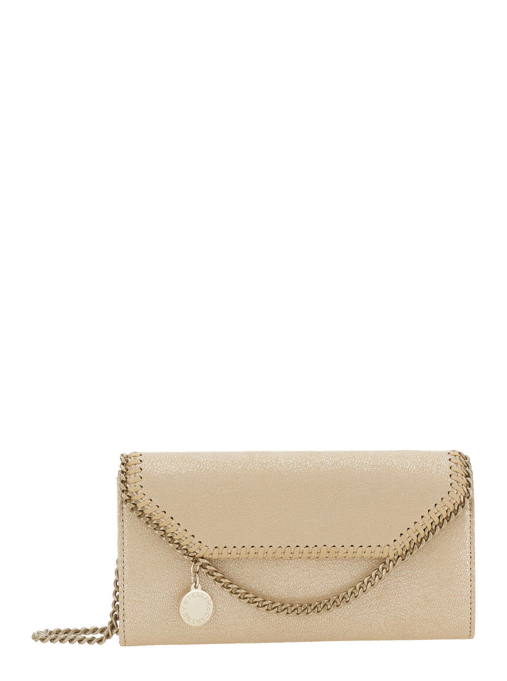 Falabella Shoulder Bag with Chain Strap and Logo Pendant in Gold Ecoleather for Women Metallic Polyester Crossbody