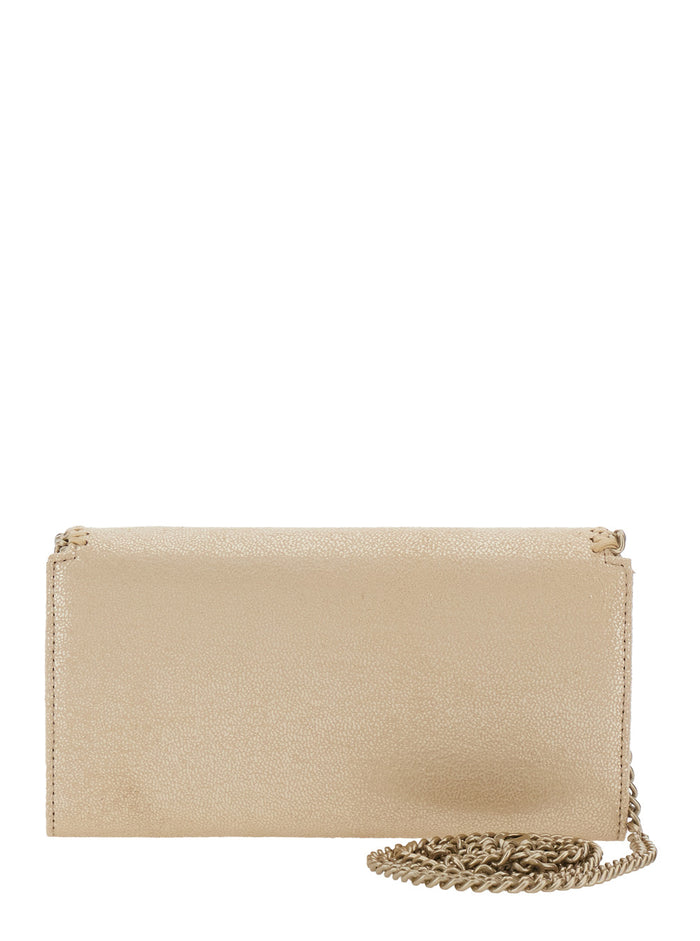 Falabella Shoulder Bag with Chain Strap and Logo Pendant in Gold Ecoleather for Women Metallic Polyester Crossbody