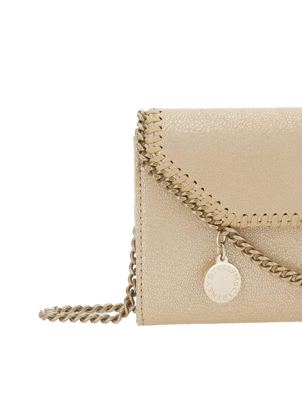 Falabella Shoulder Bag with Chain Strap and Logo Pendant in Gold Ecoleather for Women Metallic Polyester Crossbody