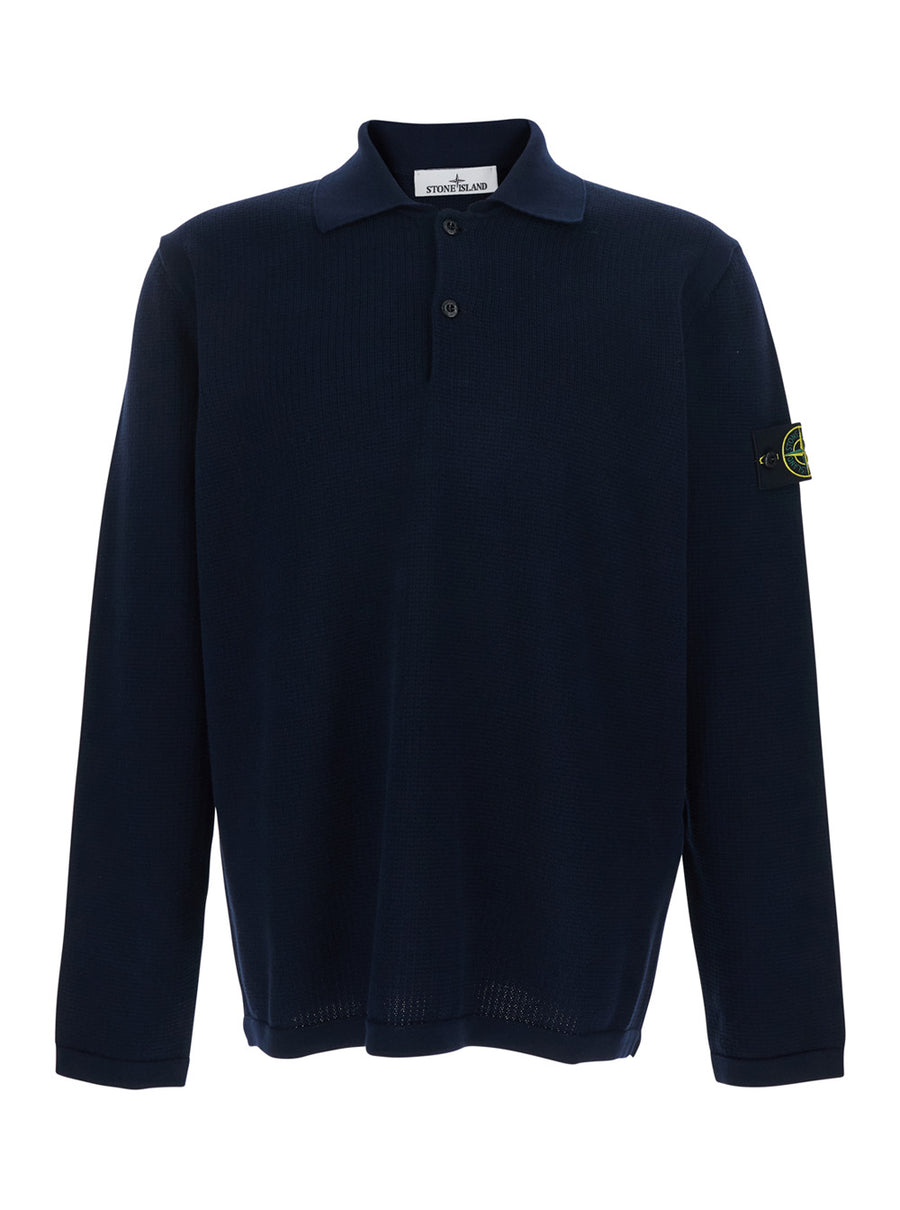 Polo Shirt Blue Cotton