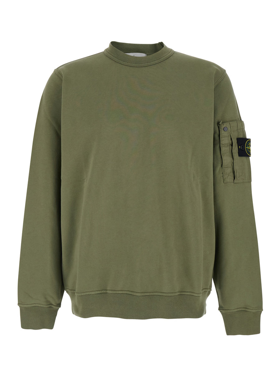 Crewneck Sweatshirt, Green Cotton Sweatshirts