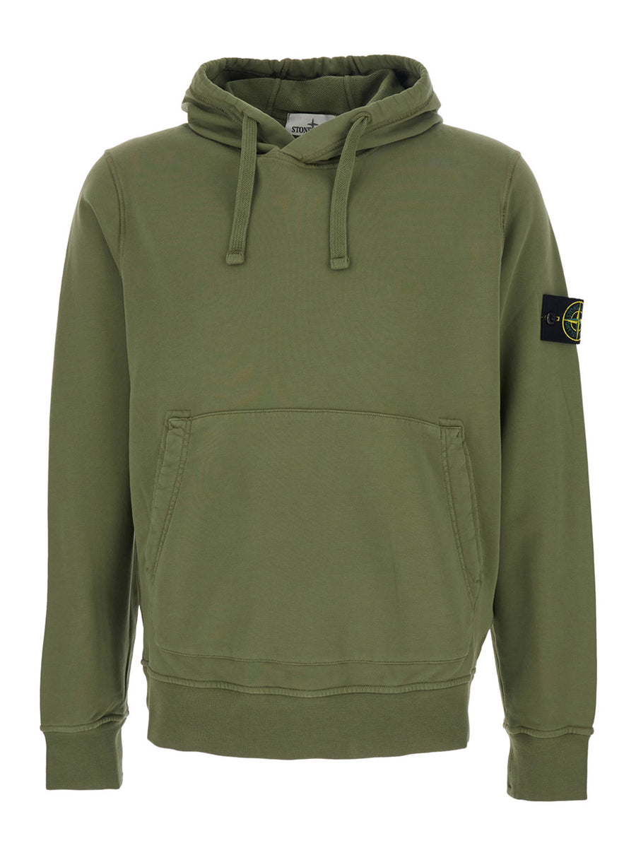 Hooded Sweatshirt Green Cotton Sweatshirts