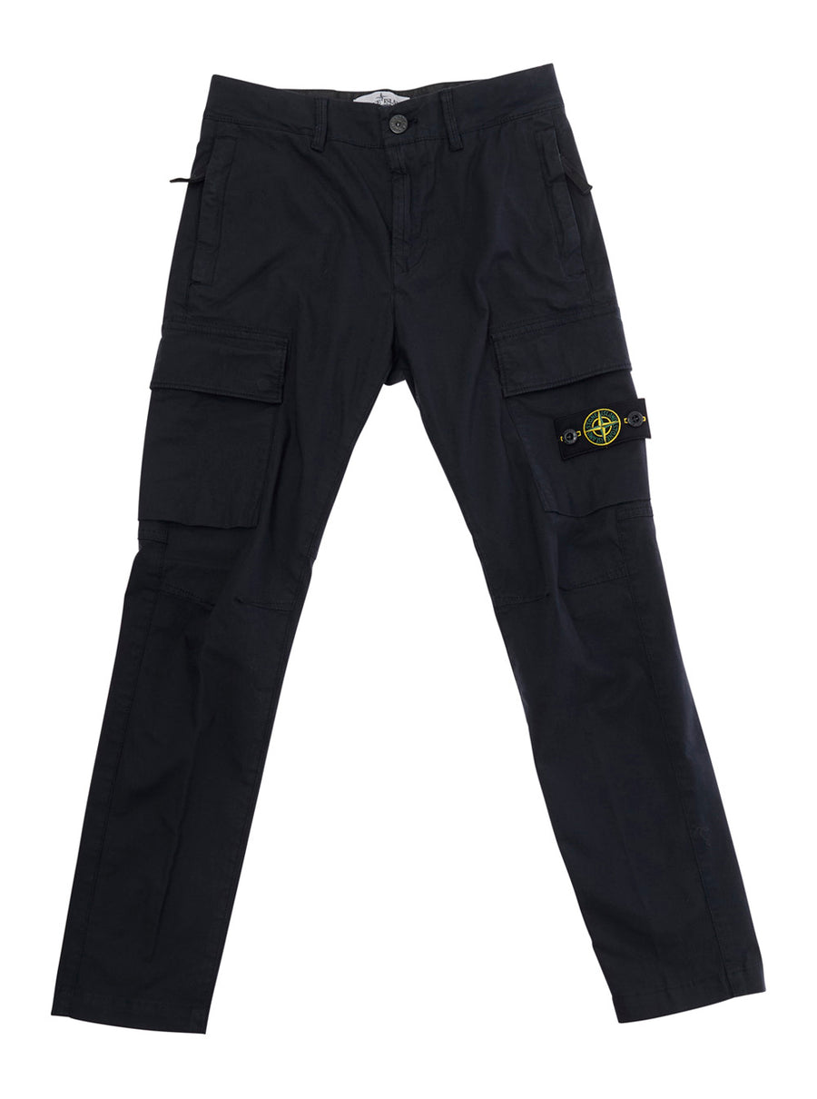 Kids Pants Stretch Cotton Blue Trousers