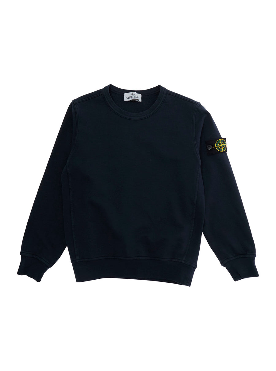 Crewneck Sweatshirt, Blue Cotton Hoods & Sweatshirts