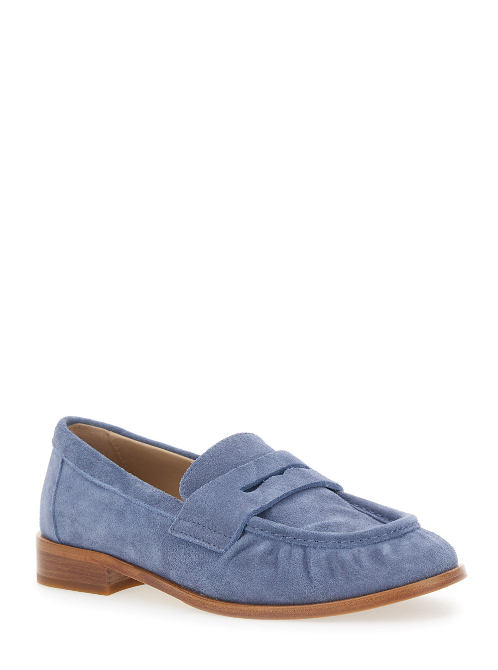 Loafers Blue with Rounded Toe Blu